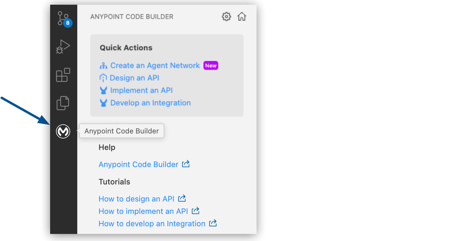 MuleSoft icon for Anypoint Code Builder in the activity bar