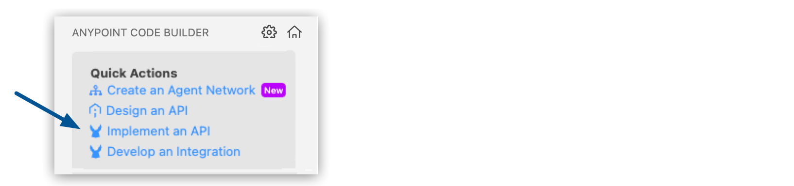 Implement an API in the Quick Actions menu