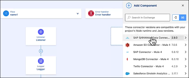 Exchange connectors with valid versions for the project