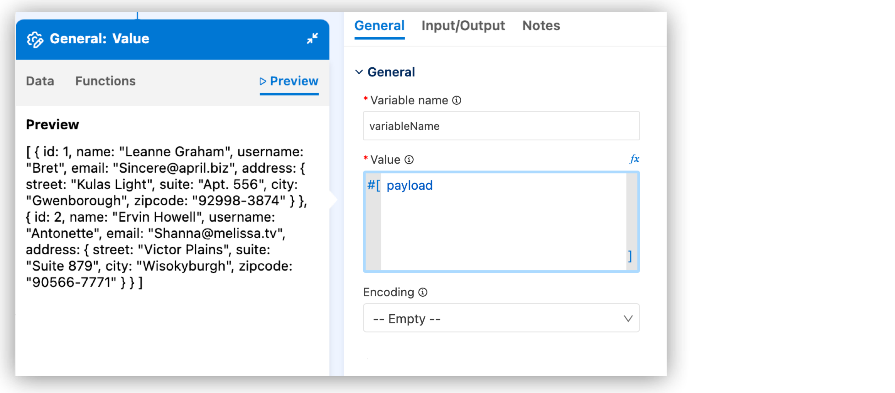 Sample data preview in *Expression Builder*