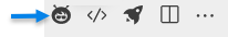 Arrow pointing to Dev Agent icon in the toolbar