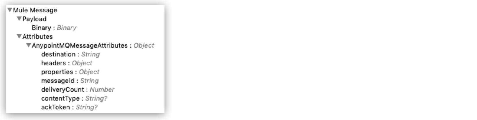 Mule message, including payload and message attributes
