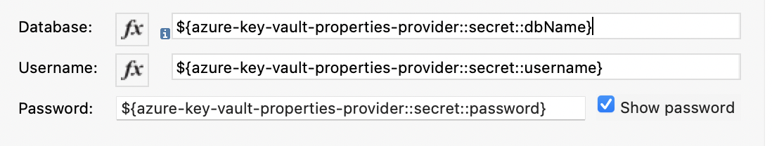 Example of a connector using Azure Key Vault Properties Provider in configuration window