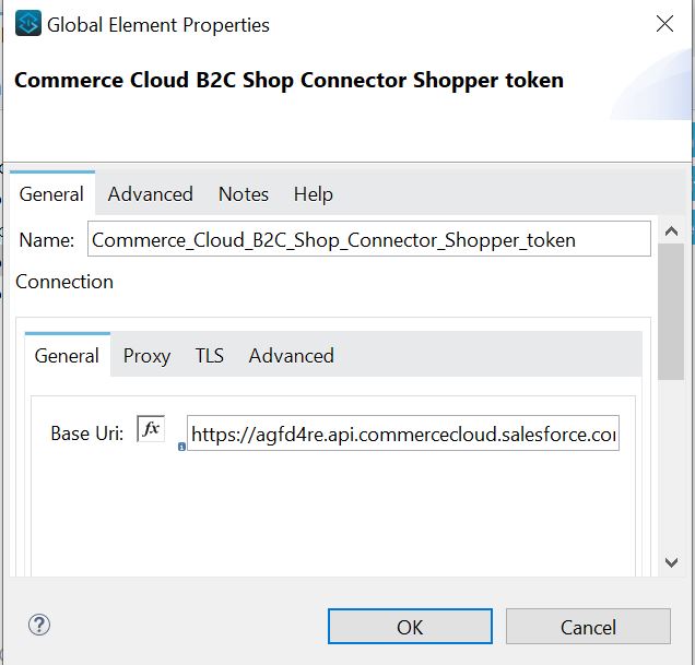 Shopper token global elements properties config window on General tab