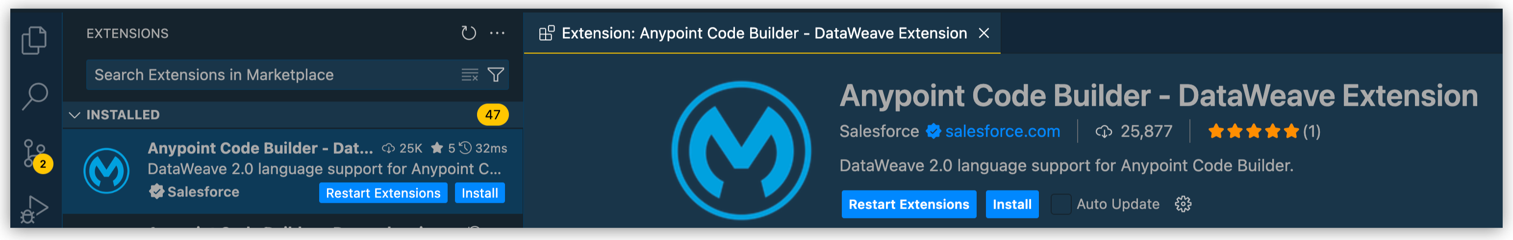 DataWeave extension installation