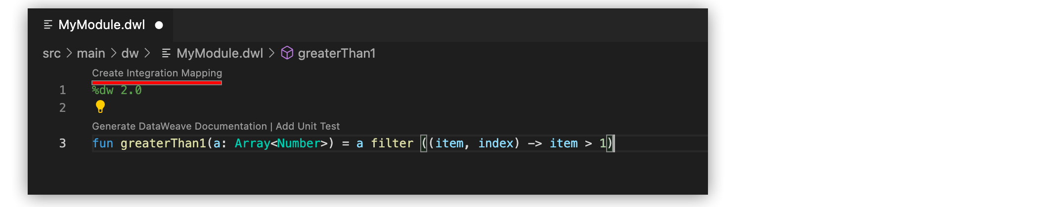 Create Integration Mapping button above the .dwl file