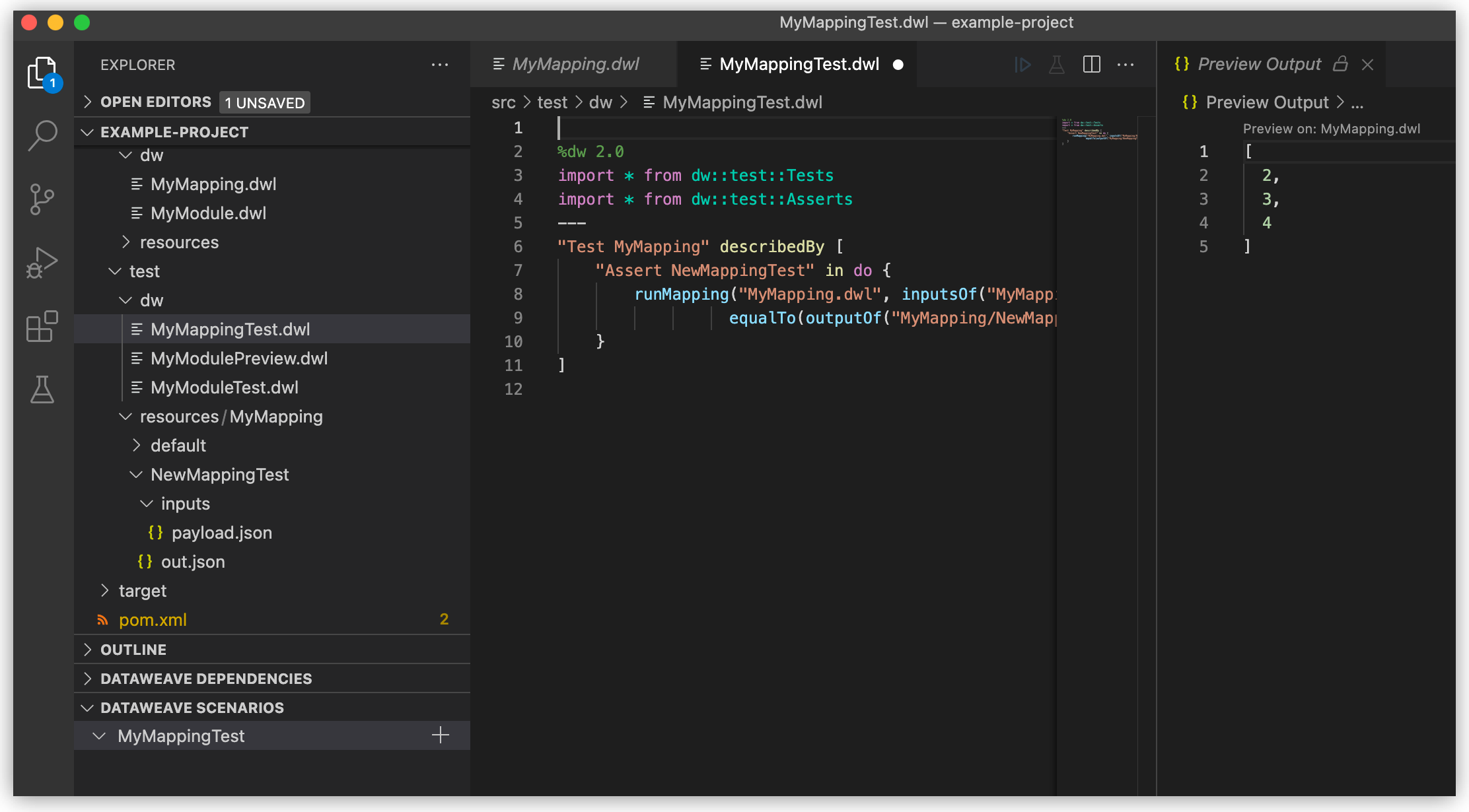 MyMappingTest.dwl file