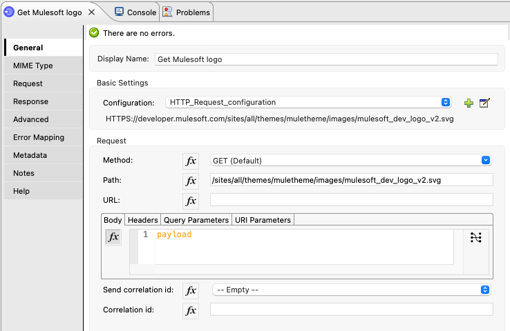 HTTP Connector の [General (一般)] タブ