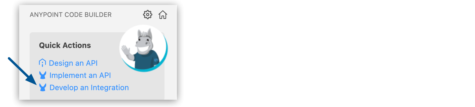 [Getting started (使用開始)] セクション内で強調表示されている [Develop an Integration (インテグレーションを開発)] リンク