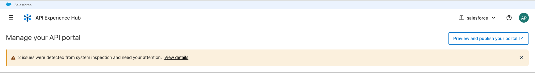 検出された問題を含むバナーの例