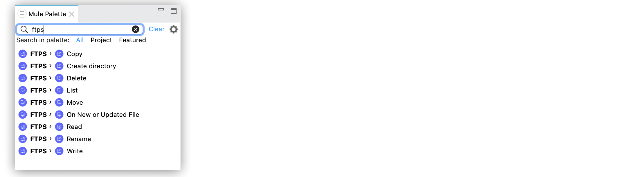 Mule パレットでの FTP Connector の操作