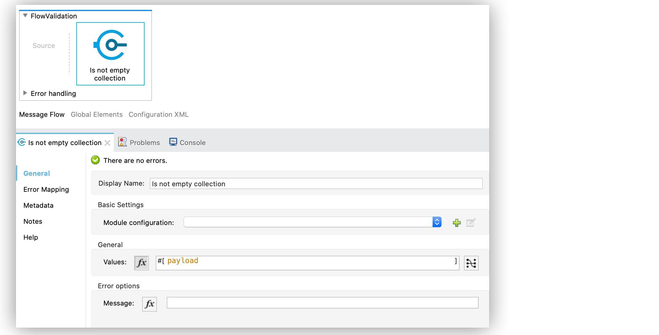 Is not empty collection の設定