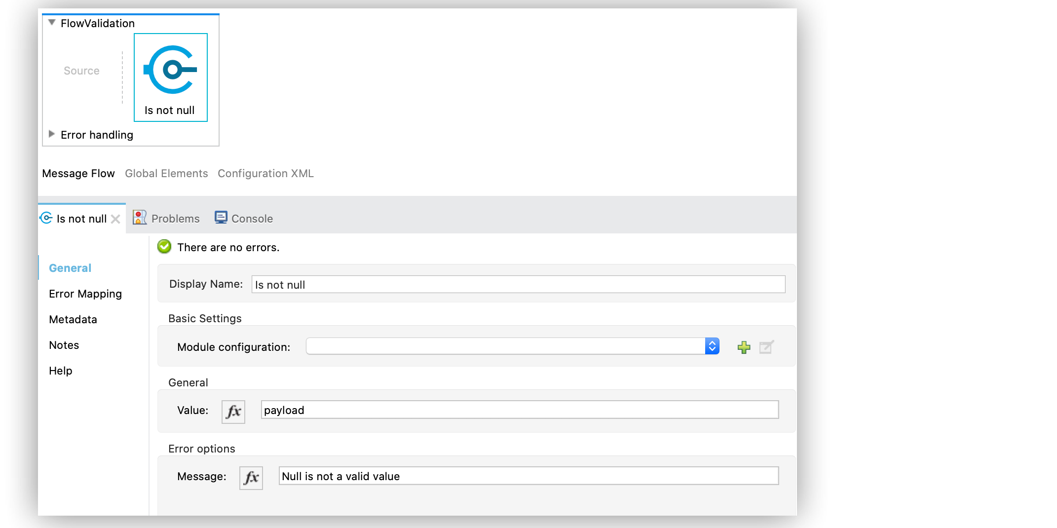 Is not null の設定