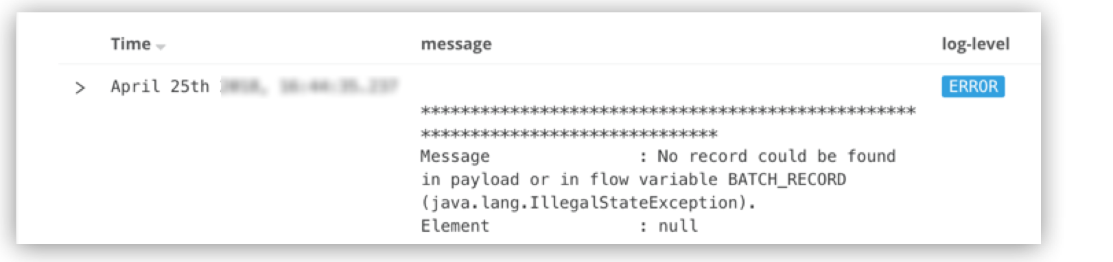 Filter column in the logs