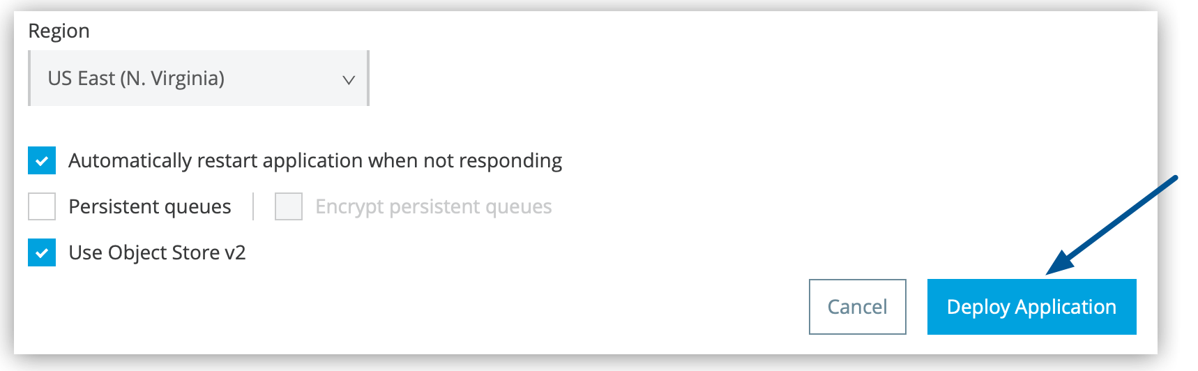 Deploying Applications page in Runtime Manager showing the Deploy Application button