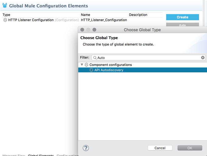 A Choose Global Type window with API Autodiscovery selected