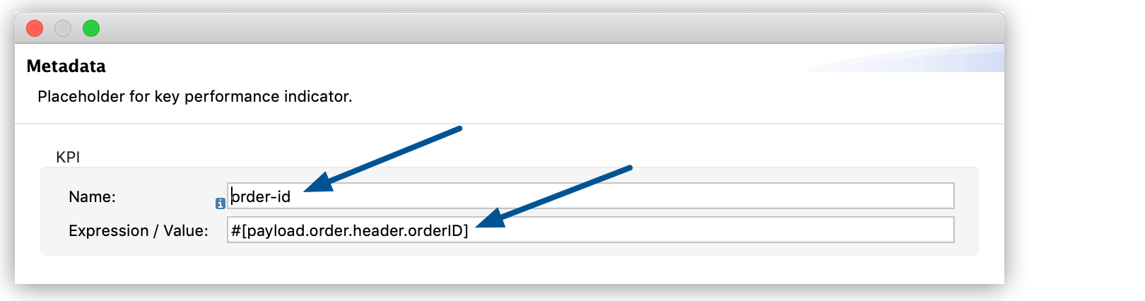A configuration panel showing settings for a key performance indicator