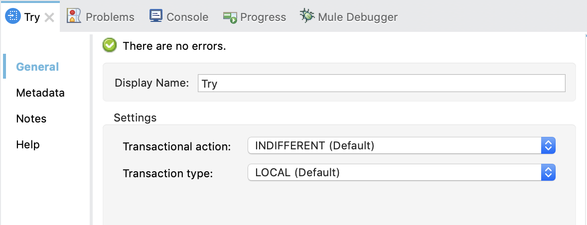 A transaction configuration interface with settings for action and type