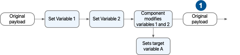 A message flow with target variable and additional variables