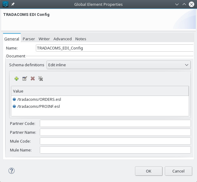 General tab properties