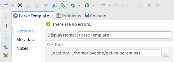 Parse Template configuration values in properties window